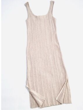 Olive & Oak Ribbed Knit Tank Midi Dress in Tan